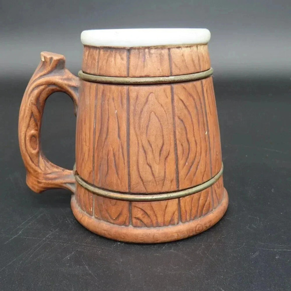 Treasure Craft Beer Mug Vintage Wood Look Ceramic Beer Mug 50's - Picture 6 of 9
